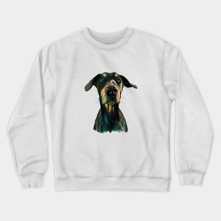 Doberman Natural Ears Illustration Drawing Crewneck Sweatshirt